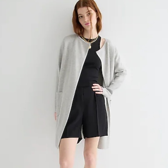 J crew Juliette collarless sweater blazer heather dove gray - Picture 1 of 5
